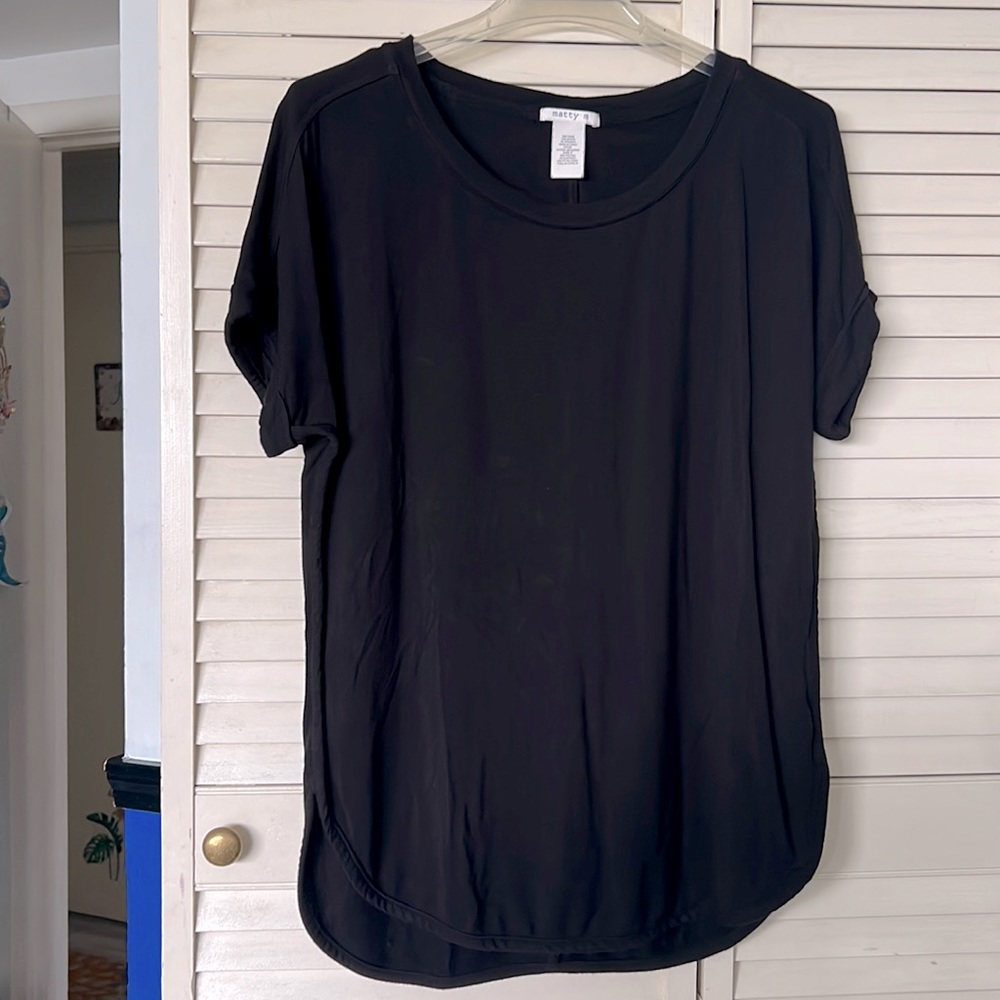 Matty M Black Short sleeve french terry top
